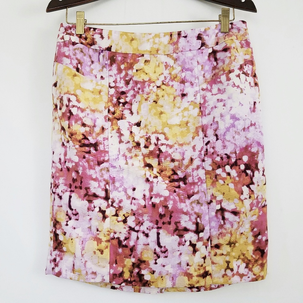 LOFT Pink & Yellow & Burgundy Pencil Skirt